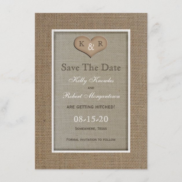 Rustic Burlap Save the Date Invitation