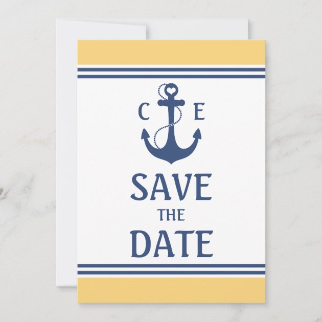 Yellow and Blue Nautical Save the Date (front side)