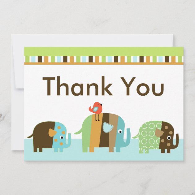 Striped African Elephant  Thank You Card