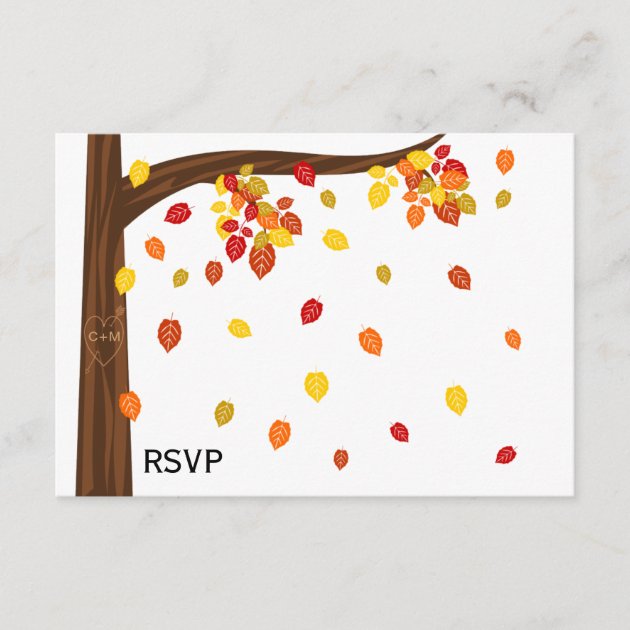 Autumn Falling Leaves RSVP / Reply