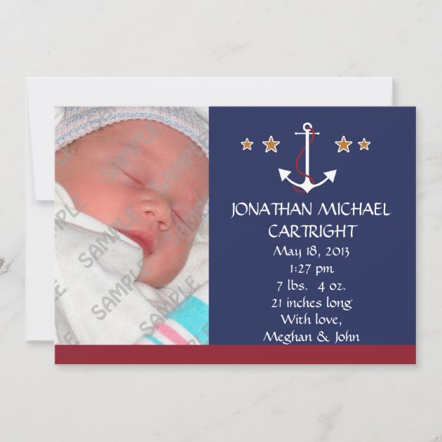 Ship Anchor New Baby Announcement