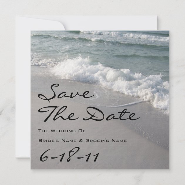 Beach Wedding Save The Date - Ocean Waves & Sand