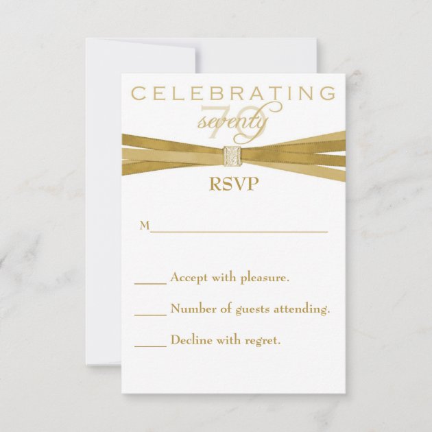 Elegant 70th Birthday Party Invitations RSVP Card (front side)