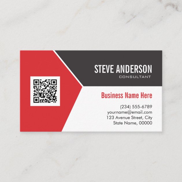 Professional Modern Red - Corporate QR Code Logo Business Card (front side)