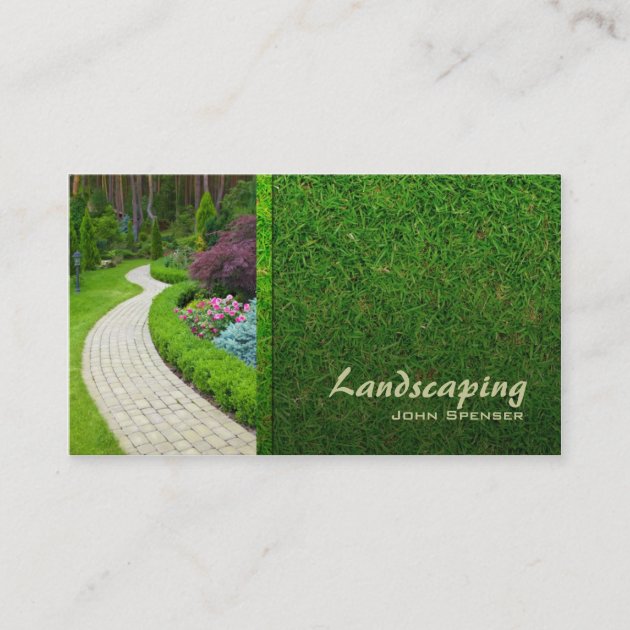 Landscaping Lawn Care Gardener Business Card (front side)