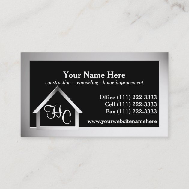 Steel Grey House Construction Business Card (front side)