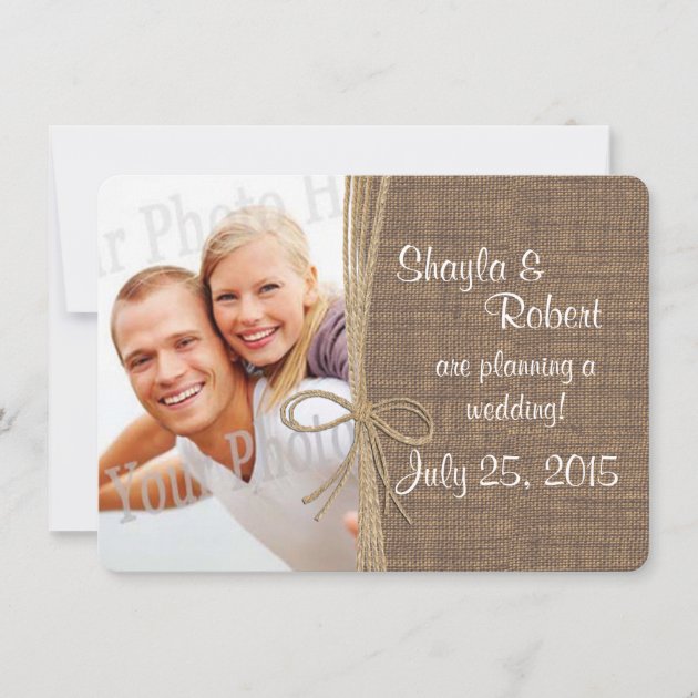 Country Burlap and Twine Photo Save the Date