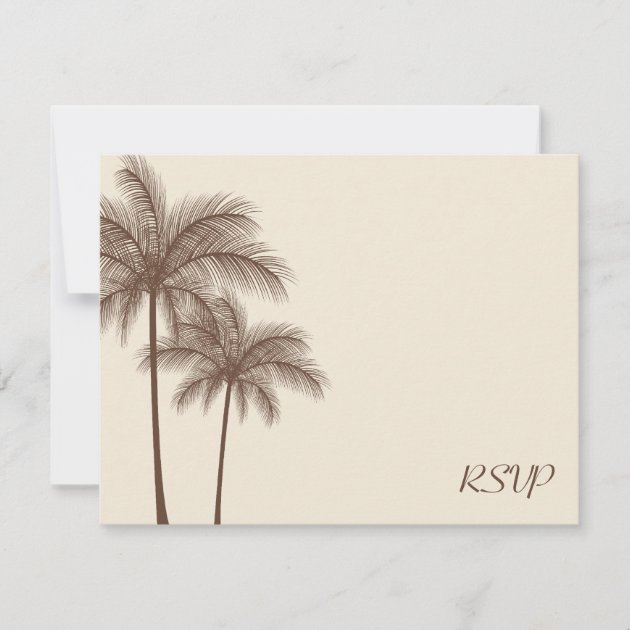 Brown Palm Tree RSVP Wedding Response Card (front side)