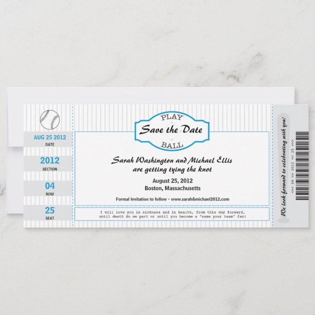 Baseball Ticket Save the Date