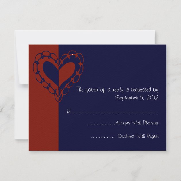 Red, White, and Blue Heart Wedding RSVP (front side)