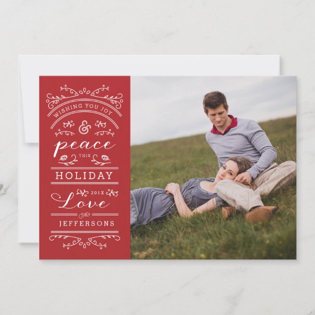 White Typography Red Christmas Photo Card