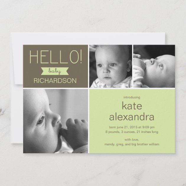 Sweet Greeting Baby Photo Birth Announcement