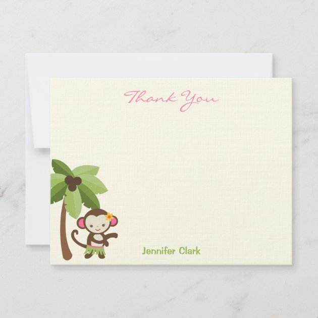 Hula Monkey Thank You Card (front side)