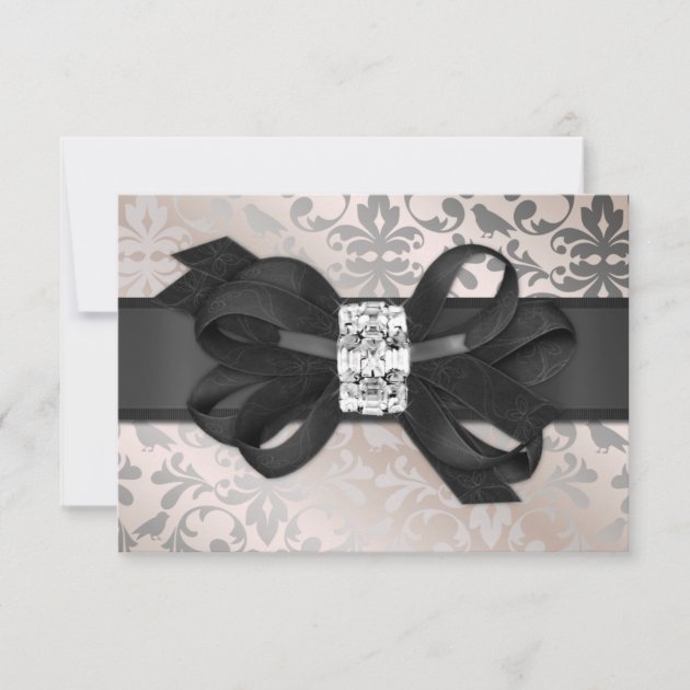 Elegant Cream and Silver RSVP with Bow