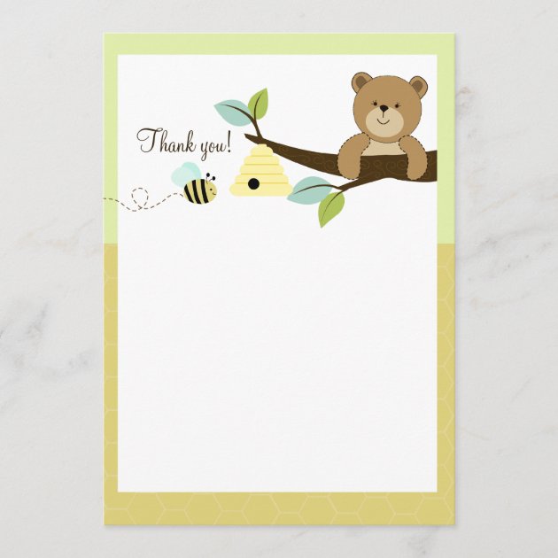 Honey Bear and Bee Flat Thank You notes
