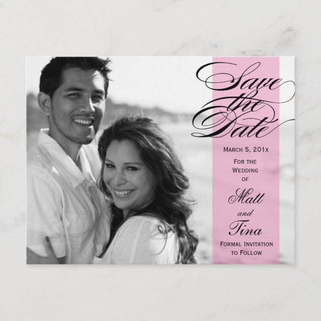 Script Save the Date Photo Announcement - Pink