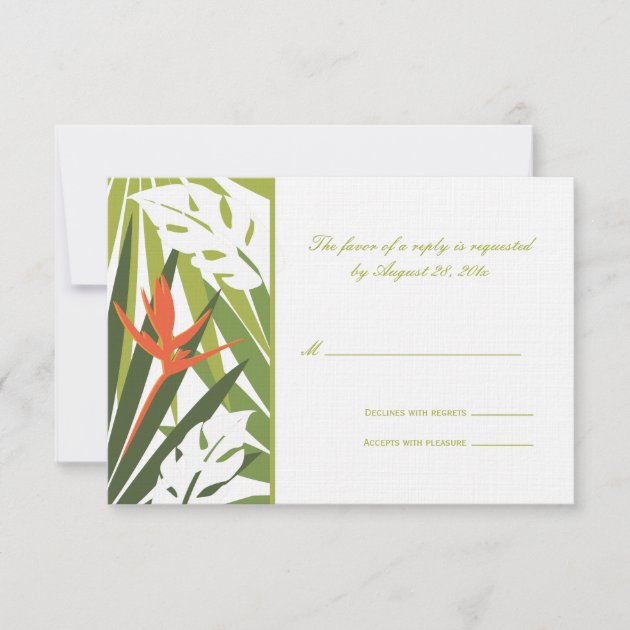 Tropical Wedding RSVP Card  |  Green and Orange