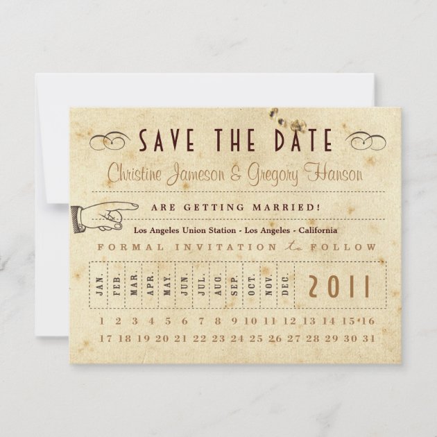 Punch Card Save the Date - Vintage Colors