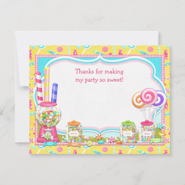 Candy Birthday Party Thank You Card