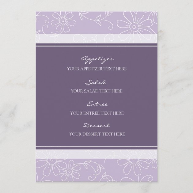 Wedding Menu Purple and White Floral