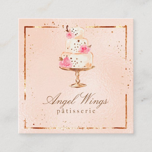 â˜… Beautiful  Patisserie ,Bakery ,Cakes & Sweets Square Business Card (front side)