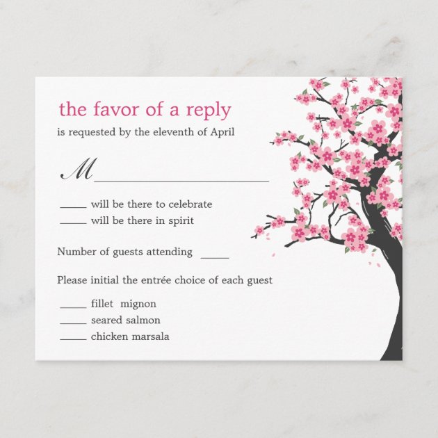 Cherry Blossoms Wedding RSVP Card