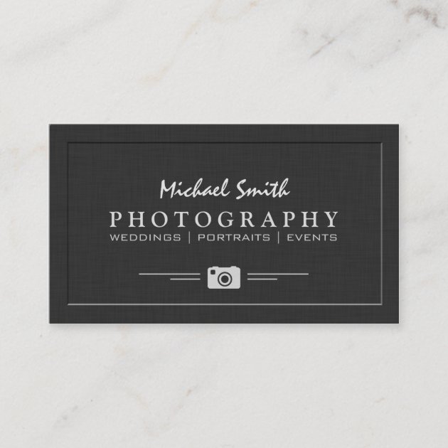 Wedding Portrait Photography Elegant Embossed Look Business Card (front side)