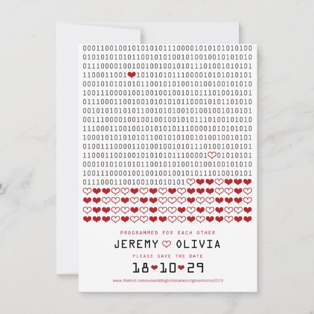Geek Programmed For Love Binary Code Save The Date