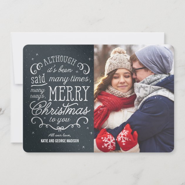 Simple Phrase Editable Color Christmas Photo Cards (front side)