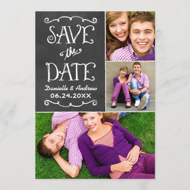Save the Date Card | Black Chalkboard Charm (front side)