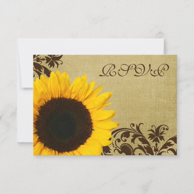 Rustic Sunflower Swirls Wedding RSVP Response Card