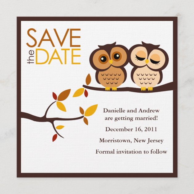 Autumn Themed Owls Wedding Save The Date