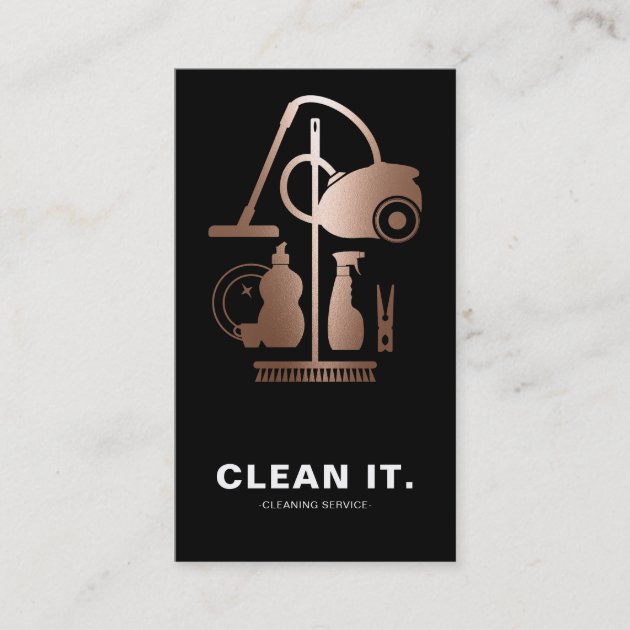 House Cleaner Rose Gold Cleaning Service Business Card (front side)