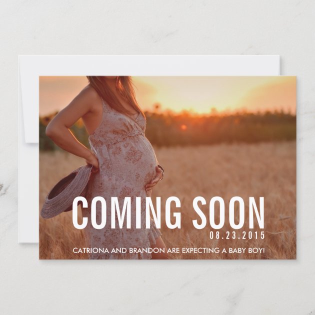 Vintage Coming Soon Photo Pregnancy Announcement (front side)