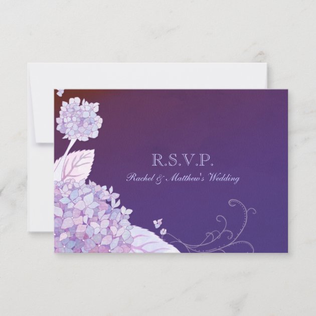 Purple Garden Hydrangeas Wedding RSVP
