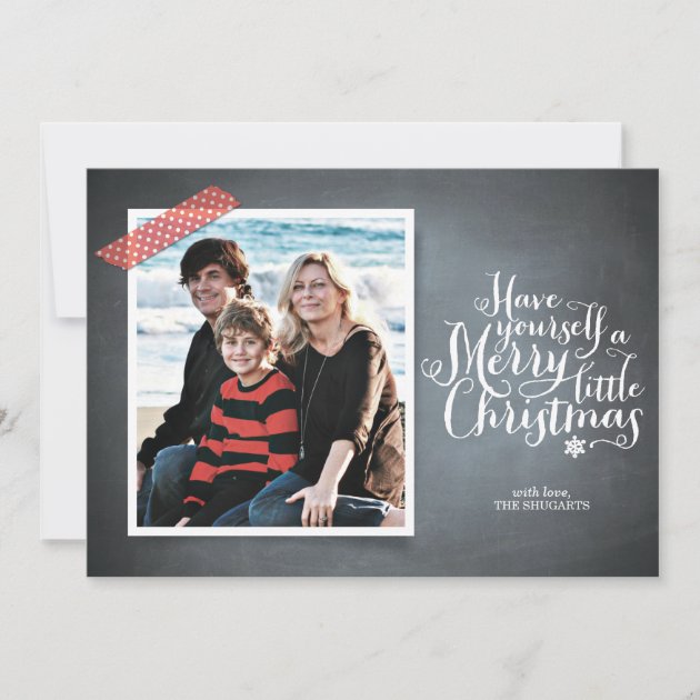 Chalkboard Red Washi Tape Script Holiday Card