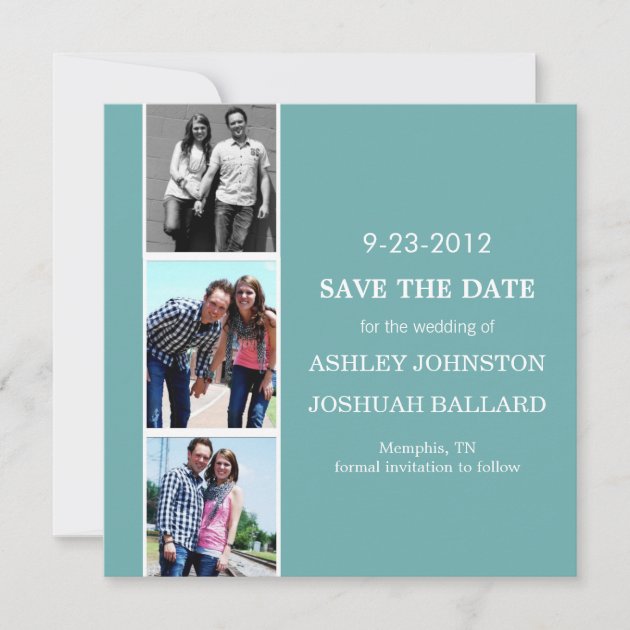 Blue Photo Strip Save The Date Invites