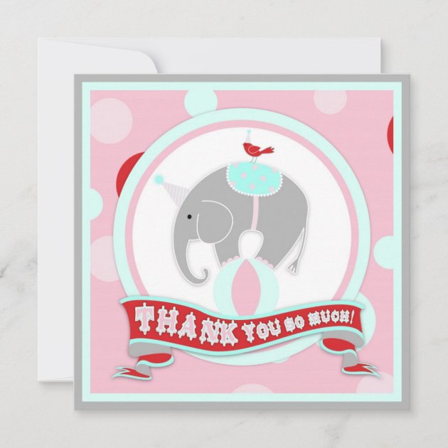 Circus Elephant Thank You Pink