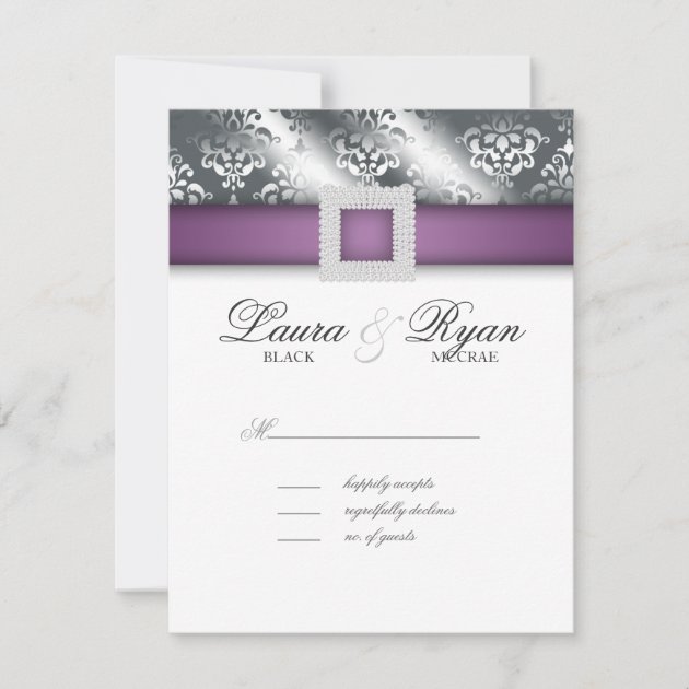 RSVP Wedding Reply Card Jewel Purple Silver