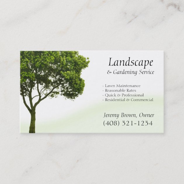 Tree or Lawn Care business card (front side)