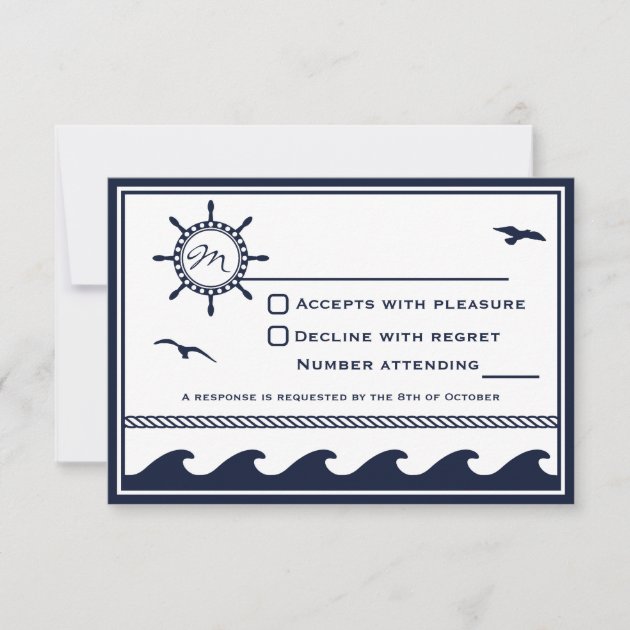 Nautical navy blue and white RSVP