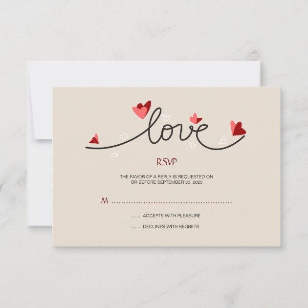 In Love Simple Elegant Text Wedding RSVP (front side)