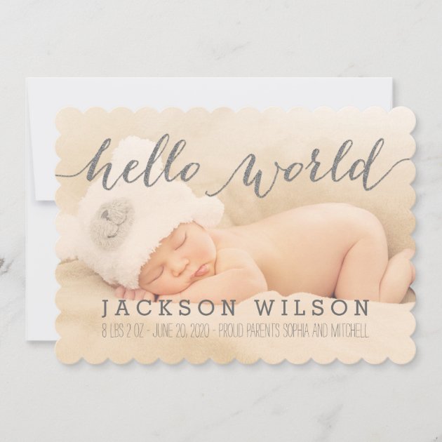 Handwriting Baby Birth Announcement Photo Card (front side)