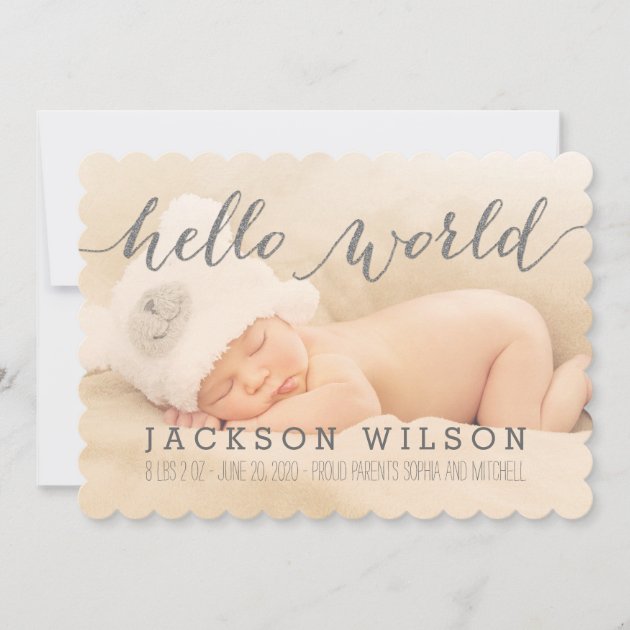 Handwriting Baby Birth Announcement Photo Card