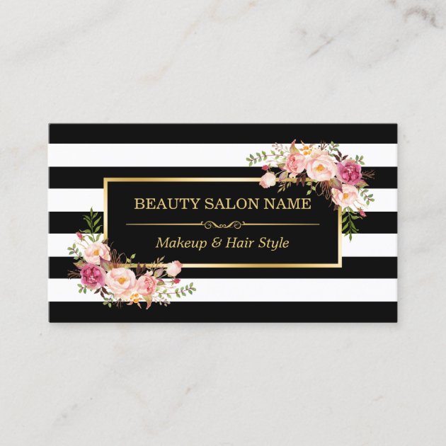 Appointment Card Vintage Beauty Salon Gold Floral (front side)