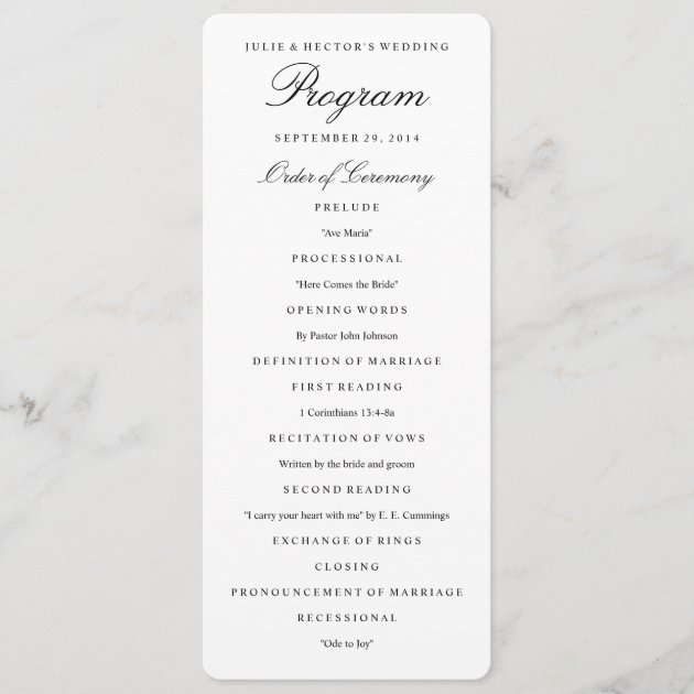 Elegant Black & White Wedding Program Template