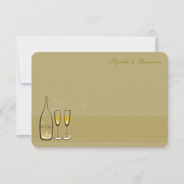 Gold Champagne Bubbly Chic Wedding Thank You Card