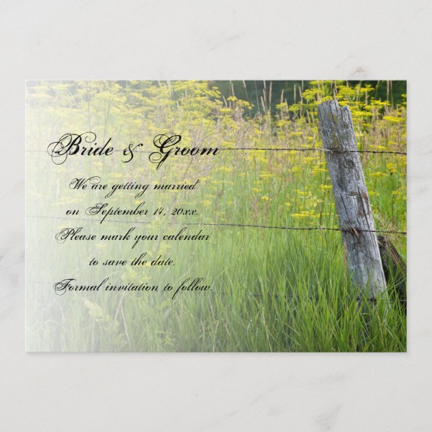 Rustic Fence Post Country Wedding Save the Date