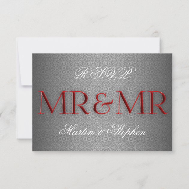 Mr & Mr Gay Wedding RSVP in Silver