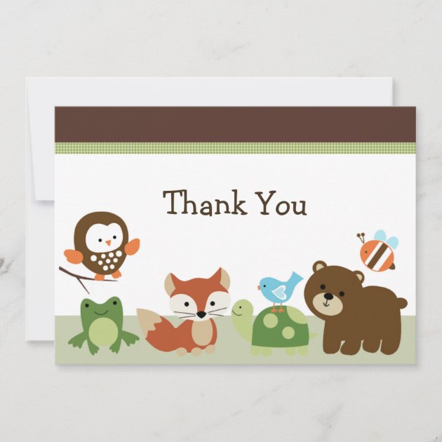 Forest Animal Friends Baby Shower Thank you card (front side)